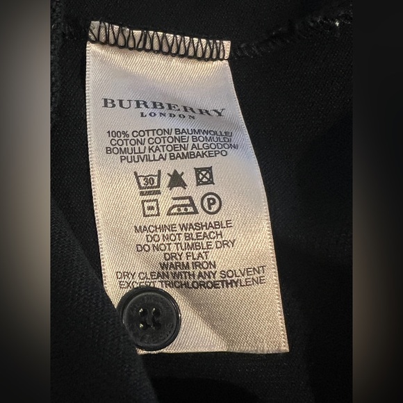 Burberry  Girl Black 3/4 Sleeve Cotton Collared Shirt Size M - Picture 3 of 8